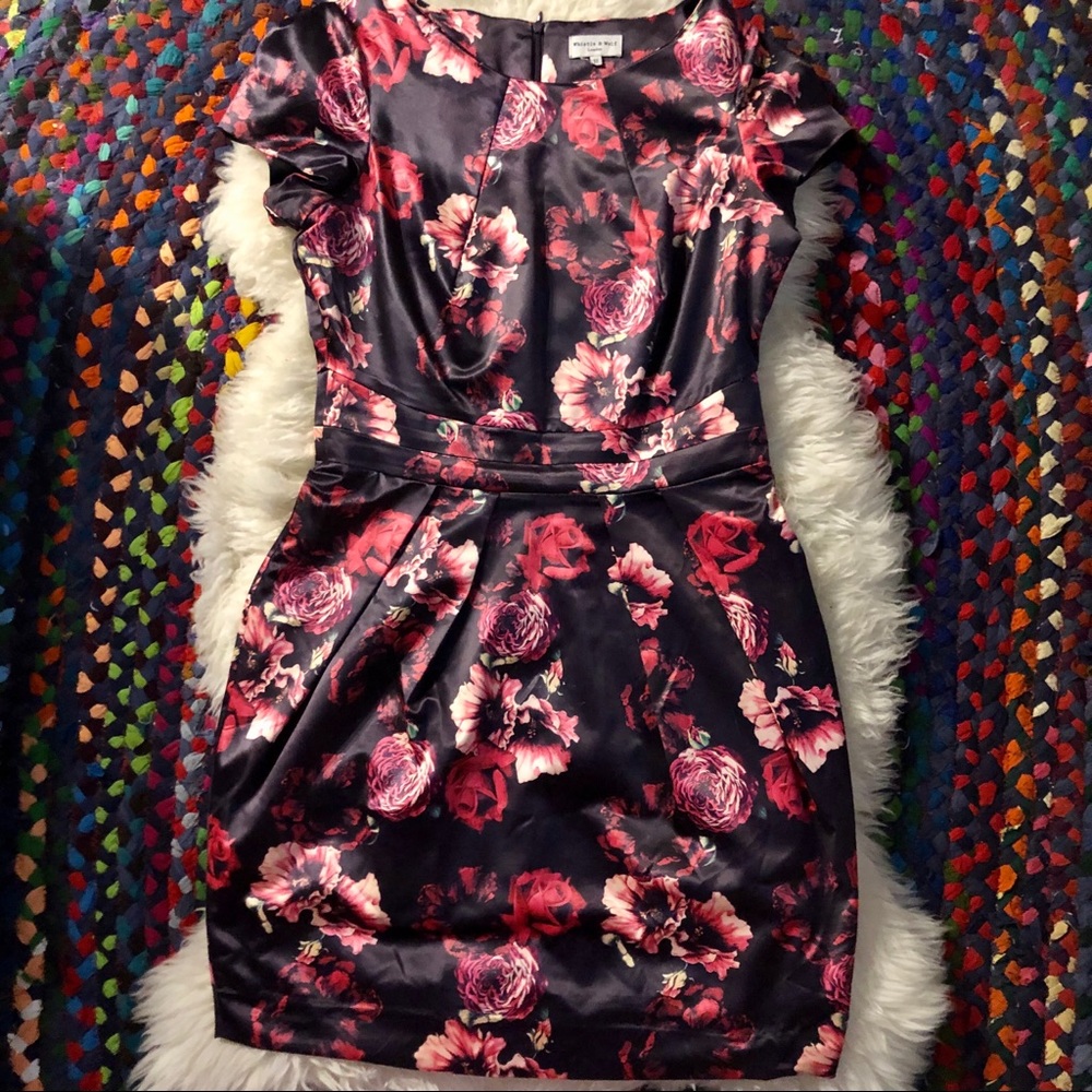 Fitted Floral Dress by Wolf & Whistle London